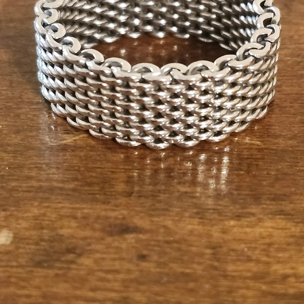 Tiffany Somerset Silver Mesh Ring Size 9 - Picture 4 of 10